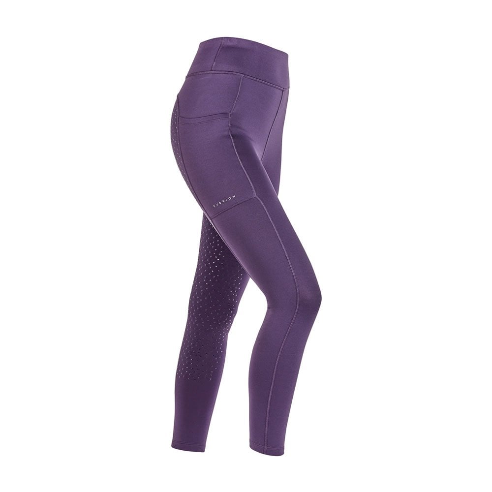 Shires Shires Aubrion Shield Winter Riding Tights in Purple