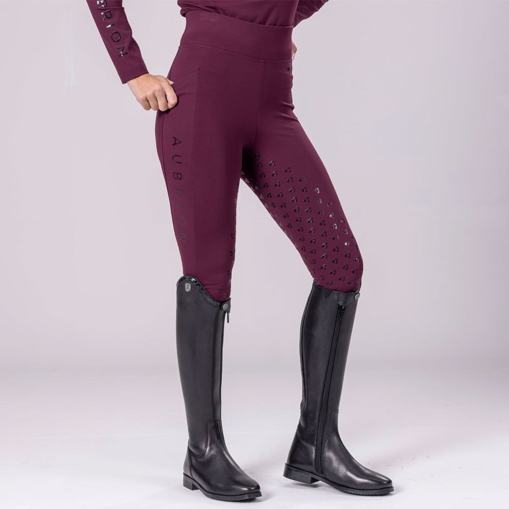 Shires Aubrion Eltar Riding Tights Burgundy