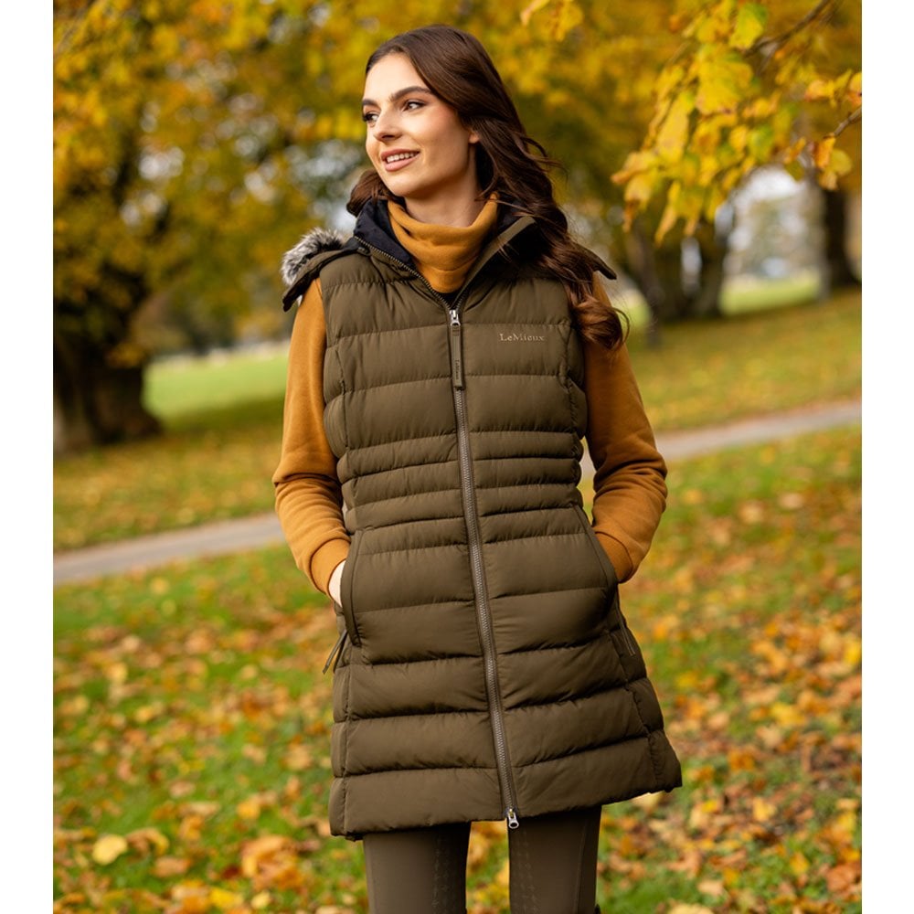 LeMieux Harper Longline Puffer Gilet Green