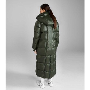 Aztec Diamond Aztec Diamond Heavy Quilted Long Puffer Coat in Forest Green