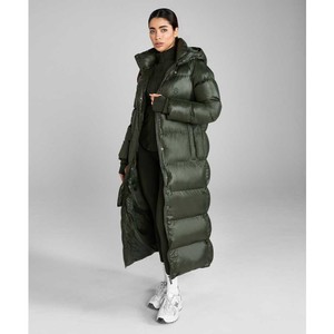 Aztec Diamond Aztec Diamond Heavy Quilted Long Puffer Coat in Forest Green