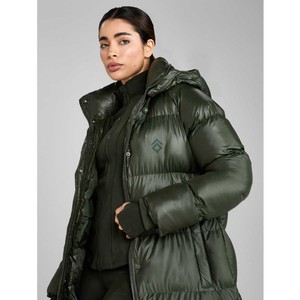 Aztec Diamond Aztec Diamond Heavy Quilted Long Puffer Coat in Forest Green