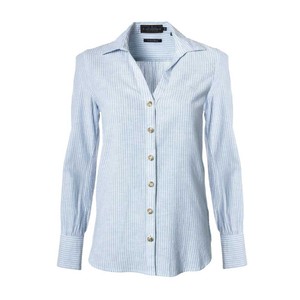 Holland Cooper Holland Cooper Classic V-Neck Blouse in Azure Stripe