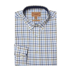 Schoffel Schoffel Holkham Classic Shirt in French Navy/Light Khaki/ Sky Blue