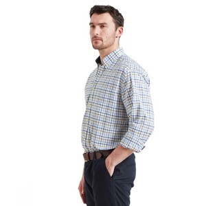 Schoffel Schoffel Holkham Classic Shirt in French Navy/Light Khaki/ Sky Blue