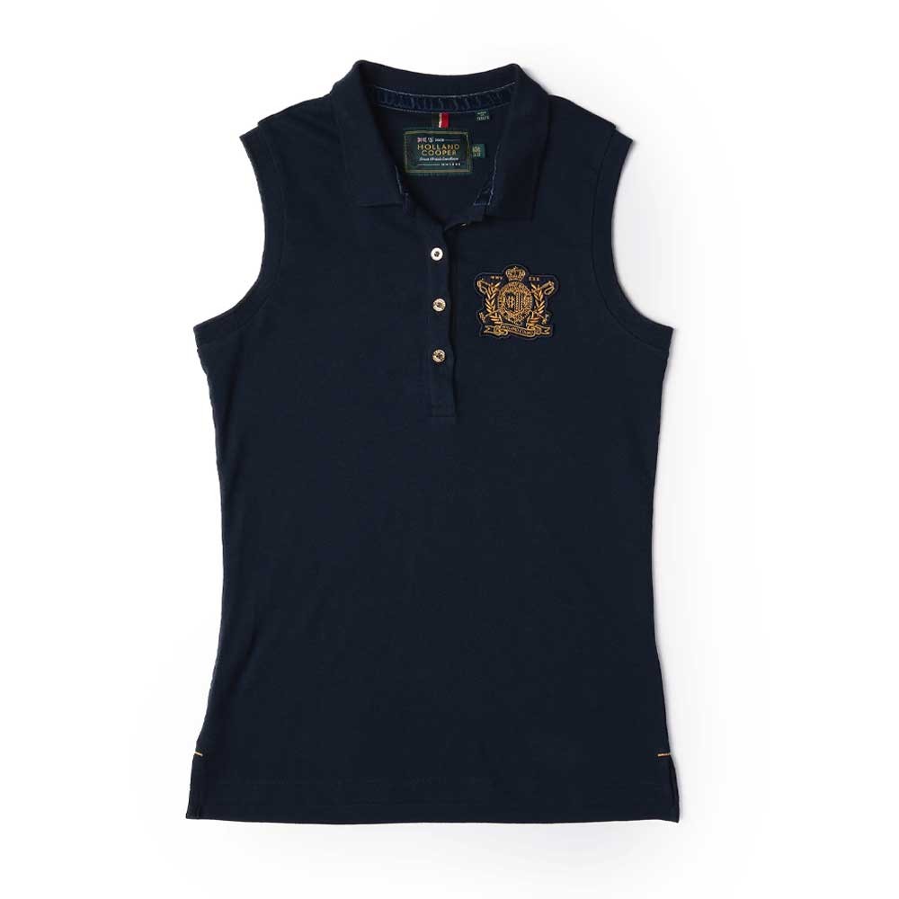 Holland Cooper Holland Cooper Sleeveless Polo Shirt in Ink Navy