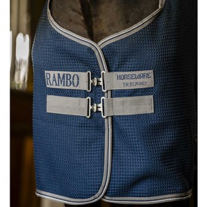 Horseware Rambo Techni Waffle Cooler Rug in Navy/Thunderstorm Grey